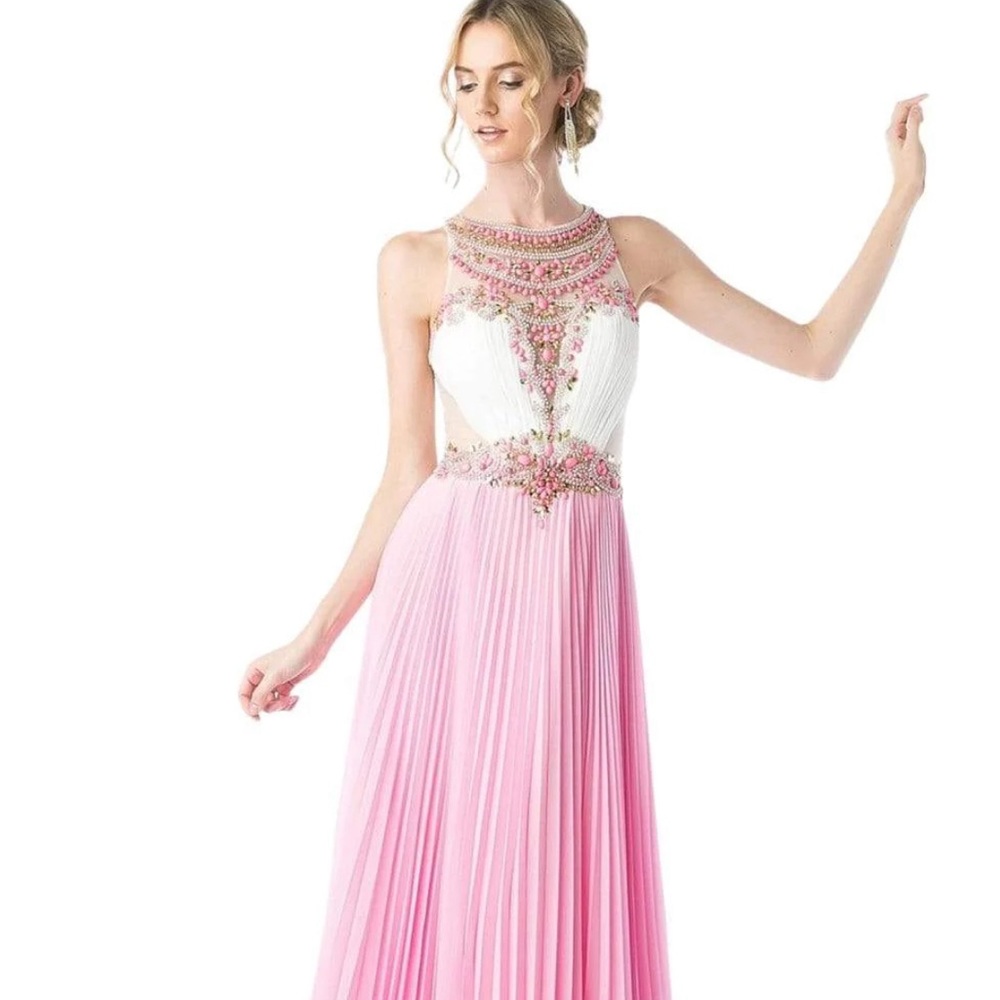 Pink and withe long dress